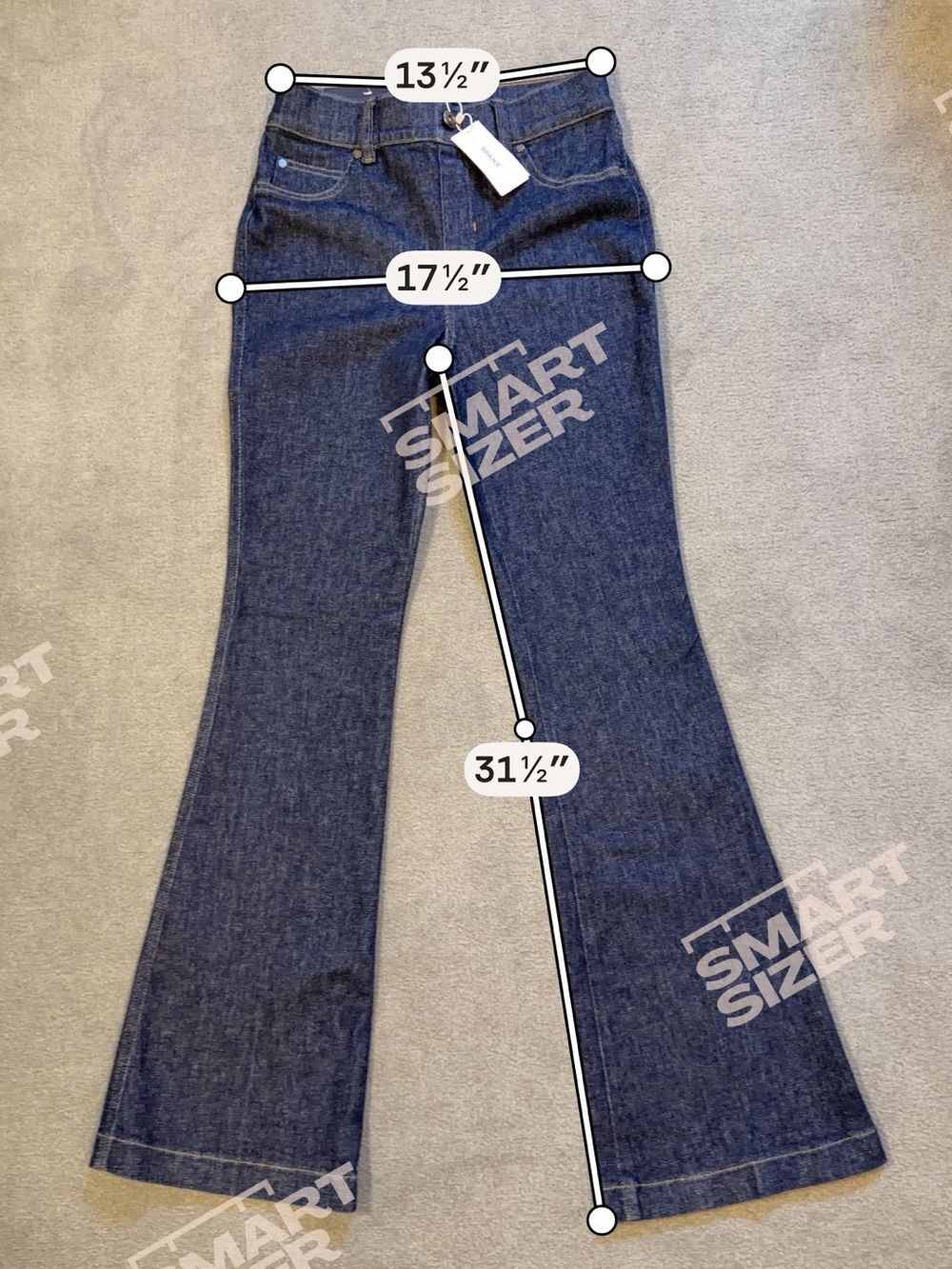 SPANX EveryWear Flare Jeans - Dark Blue - Pull-on Elastic Waist - Small NWT - Picture 8 of 9